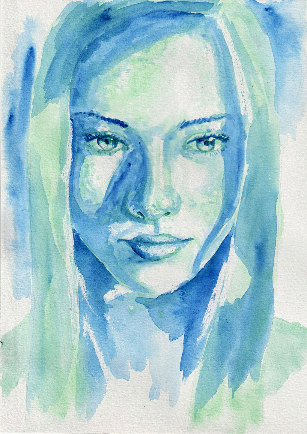 Green eyes. Watercolour on A4 paper. Tauno Erik
